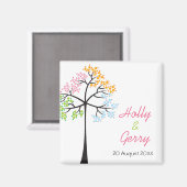 Vier seizoenbomen bos die de datum redden magneet (Voorkant / Achterkant)