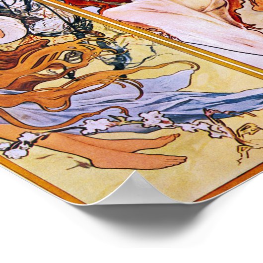 Vier Seizoenen Art Nouveau door Alphonse Mucha Poster (Hoek)