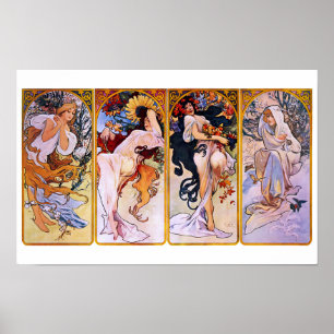 Vier Seizoenen  Art Nouveau door Alphonse Mucha Poster