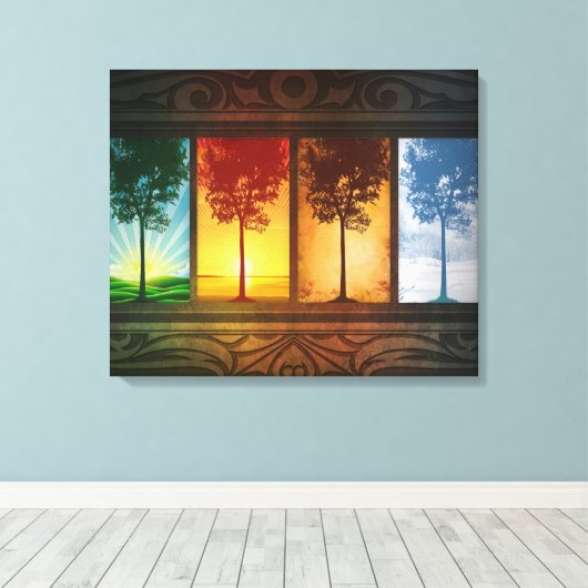 Vier seizoenen canvas afdruk (Insitu (Houten vloer))