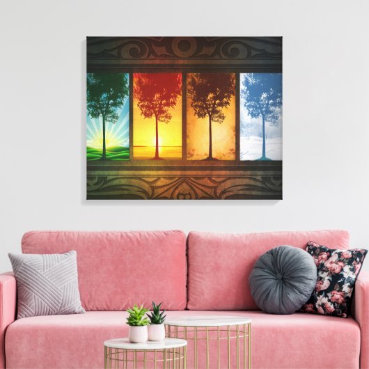 Vier seizoenen canvas afdruk (Insitu (Woonkamer))