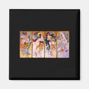 Vier Seizoenen door Mucha Art Nouveau Magneet