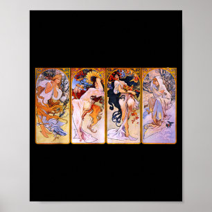 Vier Seizoenen door Mucha Art Nouveau Poster