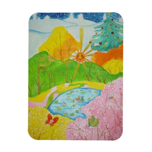 vier seizoenen gelukkig magneet (Verticaal)