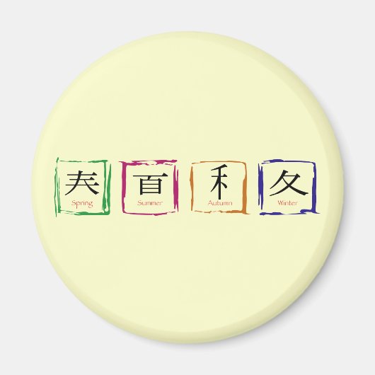 Vier seizoenen in Japanse zwarte tekst Magneet (Voorkant)