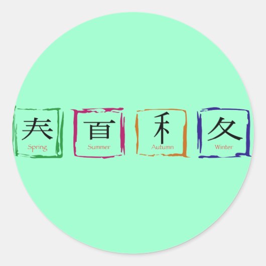 Vier seizoenen in Japanse zwarte tekst Ronde Sticker (Voorkant)