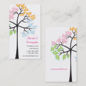 Vier Seizoenen kleurrijke gekleurde boomstammen Mo Visitekaartje (Voorkant / Achterkant)