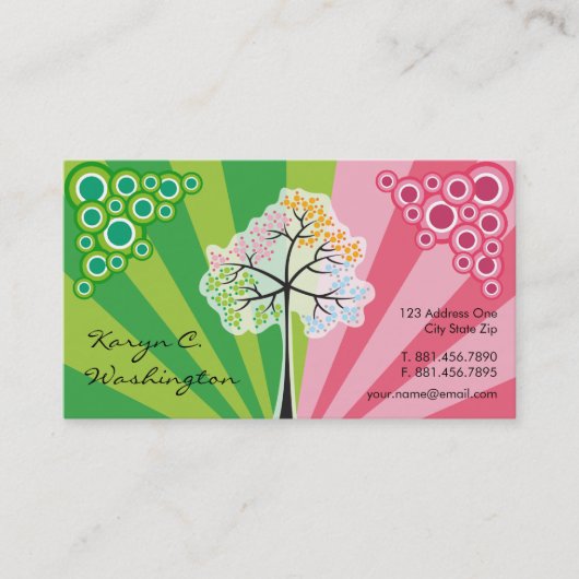 Vier Seizoenen kleurrijke gekleurde boomstammen Mo Visitekaartje (Voorkant)