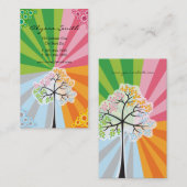 Vier Seizoenen kleurrijke gekleurde boomstammen Mo Visitekaartje (Voorkant / Achterkant)