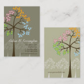 Vier Seizoenen kleurrijke gekleurde boomstammen Mo Visitekaartje (Voorkant / Achterkant)