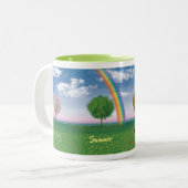 Vier seizoenen met mok van tekstcombo-koffie (Voorkant links)