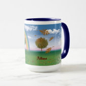 Vier seizoenen met tekst grote combokoffiemok mok (Voorkant rechts)