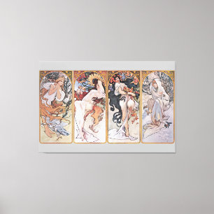 Vier Seizoenen, Mucha nep canvas print