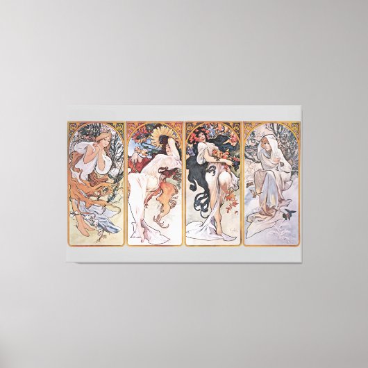Vier Seizoenen, Mucha nep canvas print (Voorkant)