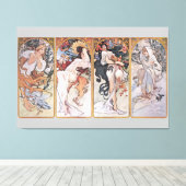 Vier Seizoenen, Mucha nep canvas print (Insitu (Houten vloer))