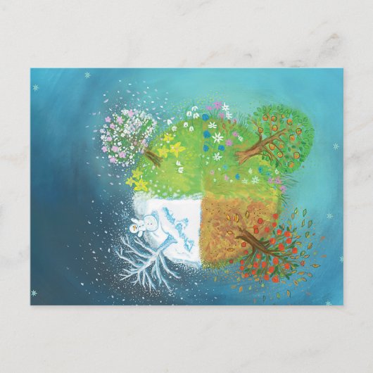 Vier seizoenen op aarde feestdagenkaart (Voorkant)