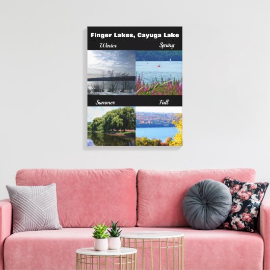 VIER SEIZOENEN OP DE CAYUGA LAKE CANVAS AFDRUK (Insitu (Woonkamer))