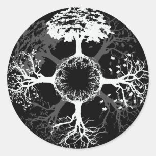 Vier seizoenen ronde sticker