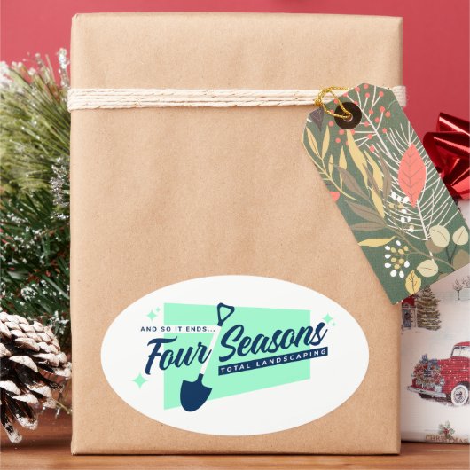 Vier seizoenen totaal ovaal landschap-ovaal Sticke Ovale Sticker (Feestdagen)