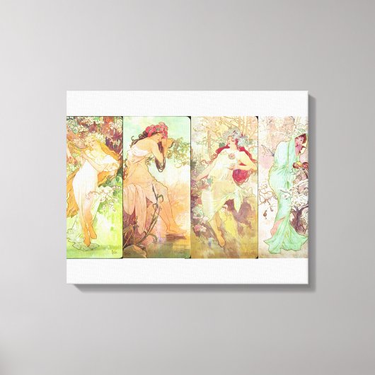 Vier seizoenen van Alfons Mucha, 1896 Canvas Afdruk (Voorkant)
