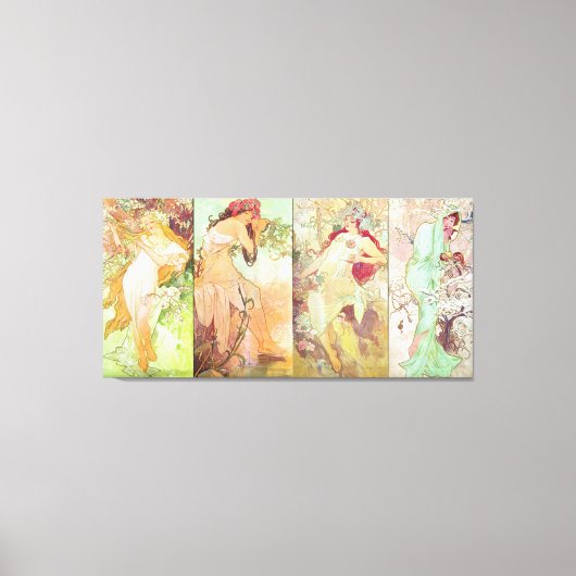 Vier seizoenen van Alfons Mucha, 1896 Canvas Afdruk (Voorkant)