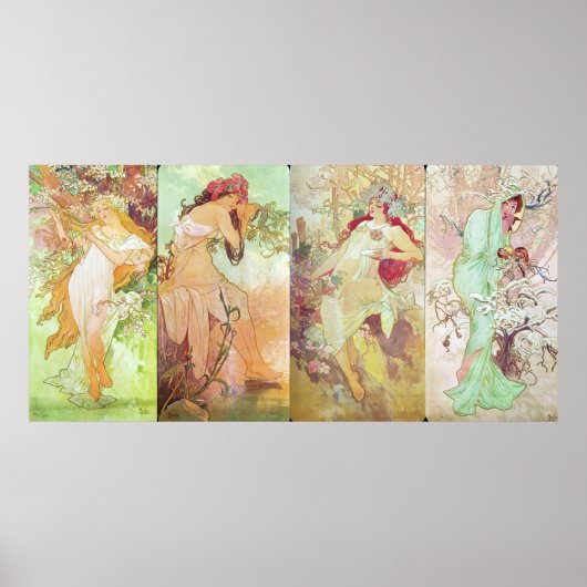 Vier seizoenen van Alfons Mucha, 1896 Poster (Voorkant)