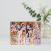 Vier seizoenen van Alphonse Mucha 1895 Briefkaart (Staand voorkant)