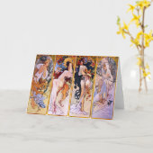 Vier seizoenen van Alphonse Mucha 1895 Kaart (Gele Bloem)