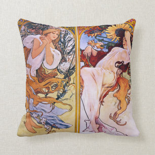 Vier seizoenen van Alphonse Mucha 1895 Kussen