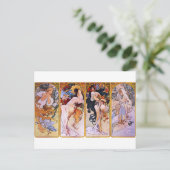 Vier seizoenen van Alphonse Mucha Briefkaart (Staand voorkant)