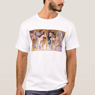 Vier seizoenen van Alphonse Mucha T-shirt