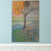 Vier seizoenslijnontwerpstructuur canvas afdruk (Insitu (Houten vloer))