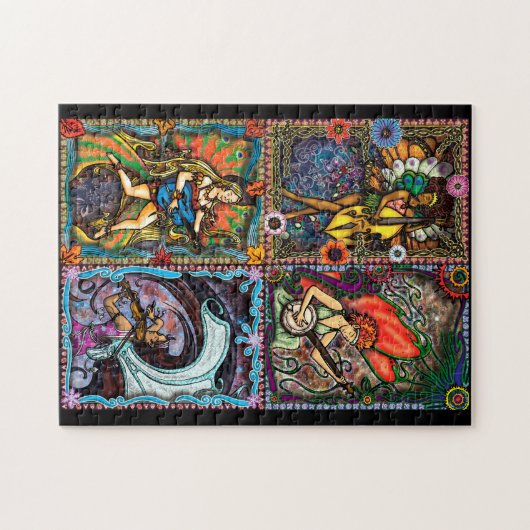 Vier seizoenspuzzel legpuzzel (Horizontaal)