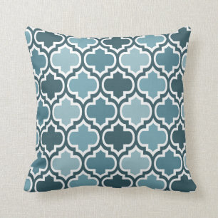 Vier Shades Quatrefoil Pattern Cushion Duck Egg Kussen