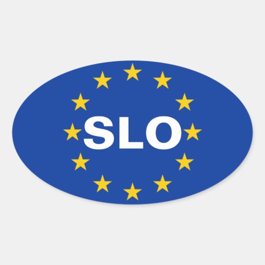 VIER Slovenië "SLO" Vlag Europese Unie Ovale Sticker (Voorkant)