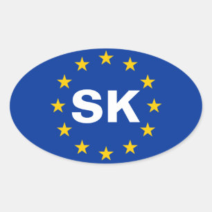 VIER Slowakije "SK" Vlag Europese Unie Ovale Sticker