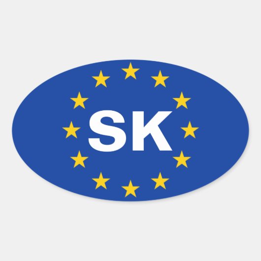 VIER Slowakije "SK" Vlag Europese Unie Ovale Sticker (Voorkant)