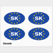 VIER Slowakije "SK" Vlag Europese Unie Ovale Sticker (Vel)