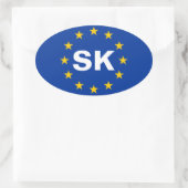 VIER Slowakije "SK" Vlag Europese Unie Ovale Sticker (Tas)