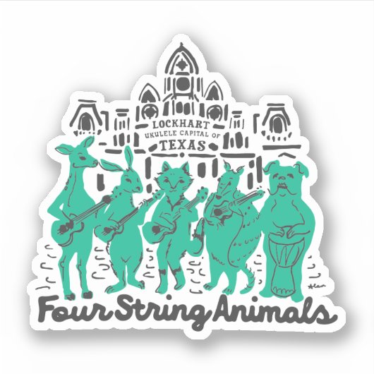 Vier snaardieren Vinyl Sticker (Voorkant)