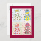Vier sneeuwmannen briefkaart (Voorkant / Achterkant)
