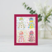 Vier sneeuwmannen briefkaart (Staand voorkant)