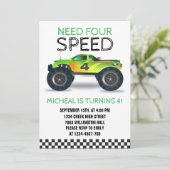 Vier snelheid monstertruck vierde nodig kaart (Staand voorkant)