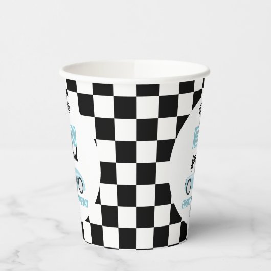 Vier snelheids-blauwe-rantsoenauto's van vierde ve papieren bekers (Links)