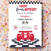 Vier snelheids raceauto vierde verjaardag van kind kaart