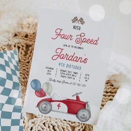 Vier snelheids-rode-raderauto's van vierde verjaar kaart