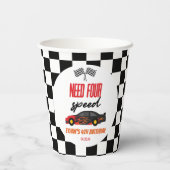 Vier snelheids-rode-raderauto's van vierde verjaar papieren bekers (Achterkant)