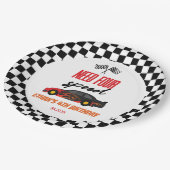 Vier snelheids-rode-raderauto's van vierde verjaar papieren bordje (Gekanteld)