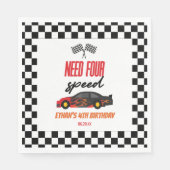 Vier snelheids-rode-raderauto's van vierde verjaar servet (Voorkant)