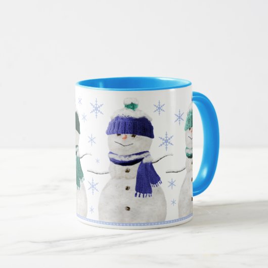 Vier Snowmen Kerstmis Mok (Voorkant rechts)